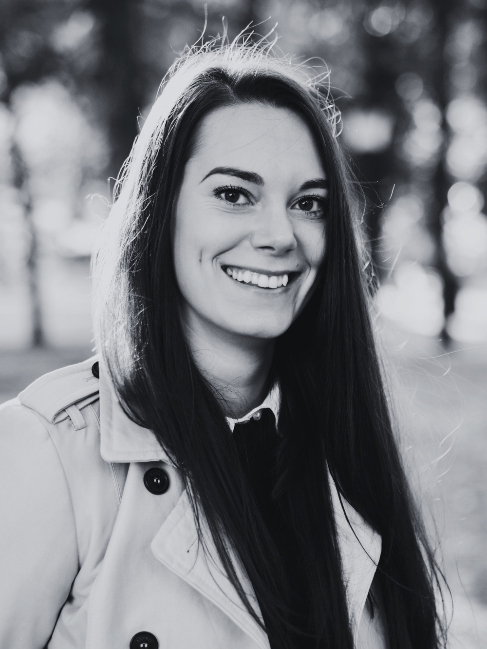 Kajsa Johansson, black and white, long hair